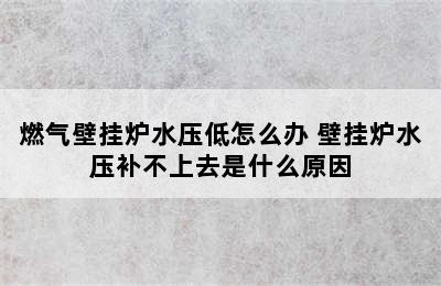 燃气壁挂炉水压低怎么办 壁挂炉水压补不上去是什么原因